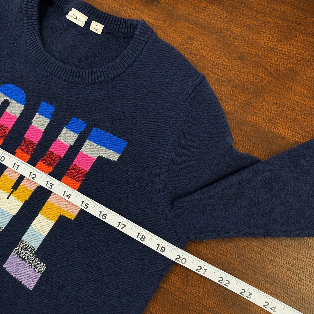 GAP Love Sweater Womens Medium Rainbow Preppy Crewneck Cute Casual Cotton Fun - Picture 7 of 10